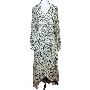 Rokoko Womens Wrap Maxi Dress Size S Neutral Abstract Derby Garden Party Spring